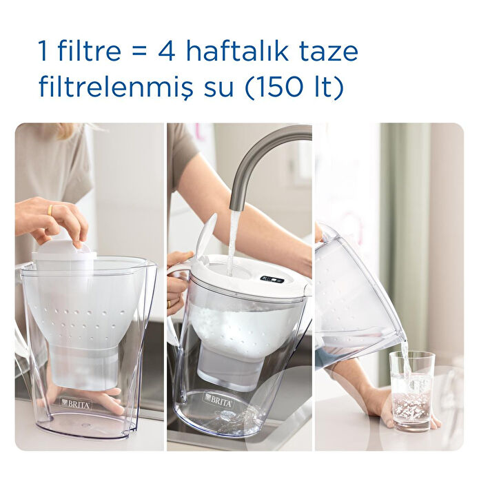 BRITA Marella XL 6 X Maxtra Pro All-In-1 Filtreli Su Arıtma Sürahisi - Beyaz