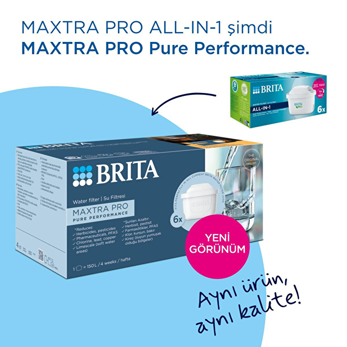 BRITA MAXTRA PRO Pure Performance Yedek Su Arıtma Filtresi, 4'lü