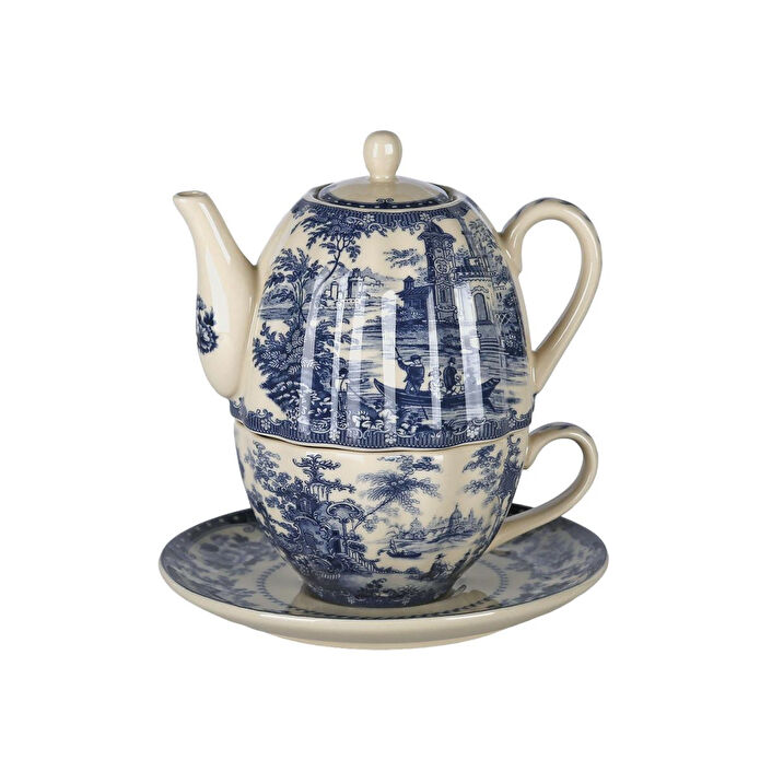 Lucky Art Florantine Tek Ki̇şi̇li̇k Çay Seti̇ Mavi̇