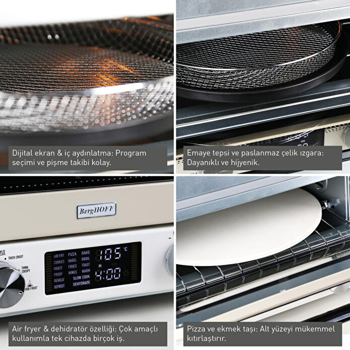 Berghoff Gem Retro 2000 W Vani̇lya Krem Rengi̇ Pi̇zza Fırını