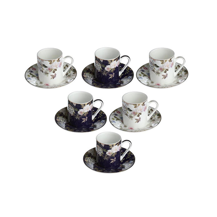 Lucky Art Fleurisse Bone 6li Kahve Fincani Seti