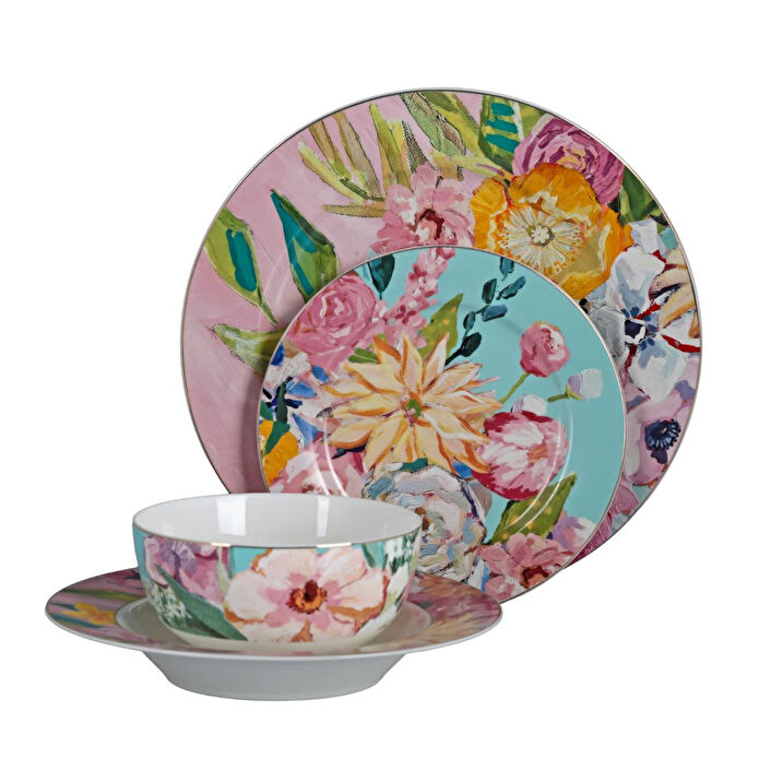 Lucky Art Peony Bone 24 Parça Yemek Takimi