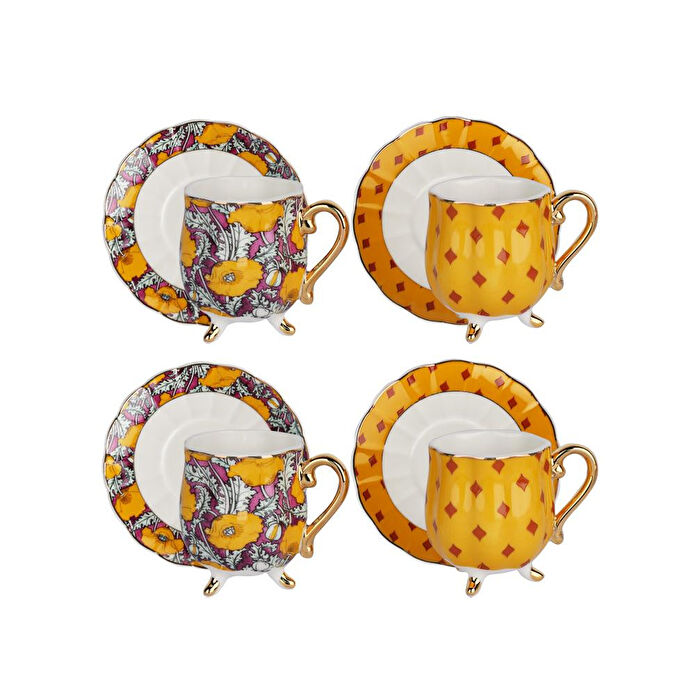 Lucky Art Eliana Bone 4lu Ayakli Kahve Fincani Seti