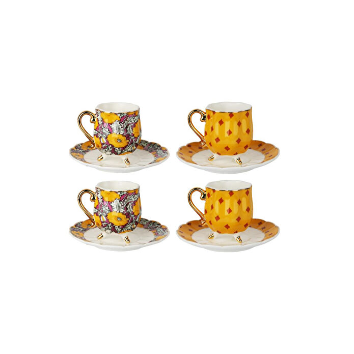 Lucky Art Eliana Bone 4lu Ayakli Kahve Fincani Seti