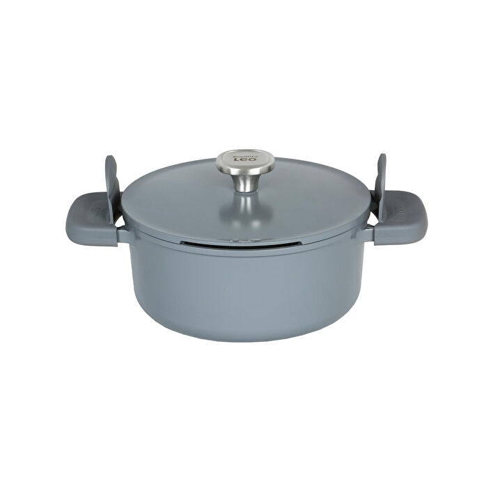 Berghoff Leo Phantom Kapakli Yapişmaz Tencere 24 Cm + Kizartma Tavasi 24 Cm Smoked Grey