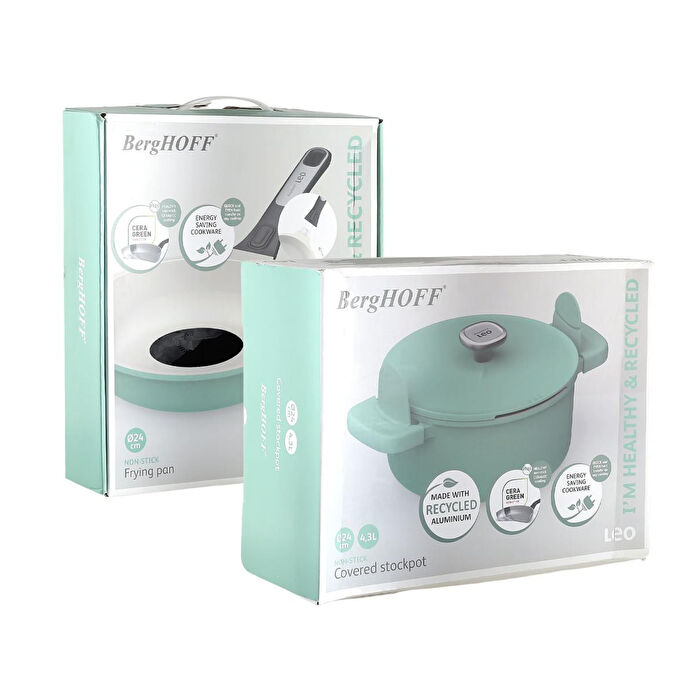 Berghoff Leo Phantom Kapakli Yapişmaz Tencere 24 Cm + Kizartma Tavasi 24 Cm Forest Green