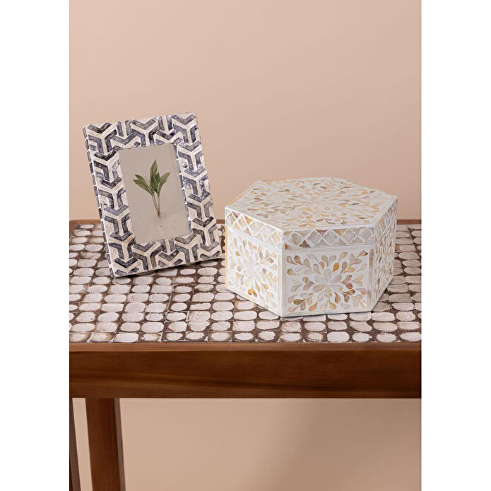 The Mia Sedef Altıgen Kutu 24x21x12 Cm Tlc0076