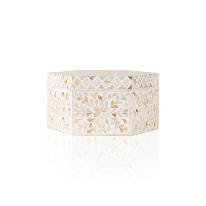 The Mia Sedef Altıgen Kutu 28x24x14 Cm Tlc0075