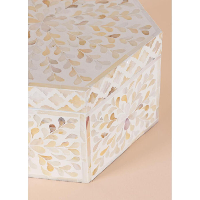The Mia Sedef Altıgen Kutu 28x24x14 Cm Tlc0075