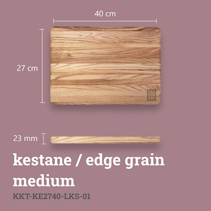 Kaf Ahşap Lüks Kesme Tahtası Kestane - M