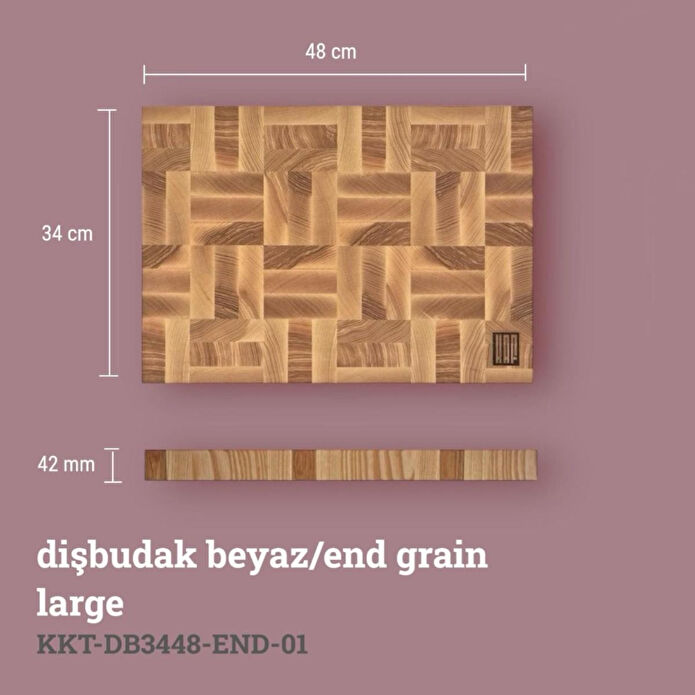 Kaf Ahşap Kesme Tahtası Dişbudak Beyaz (End Grain) - L