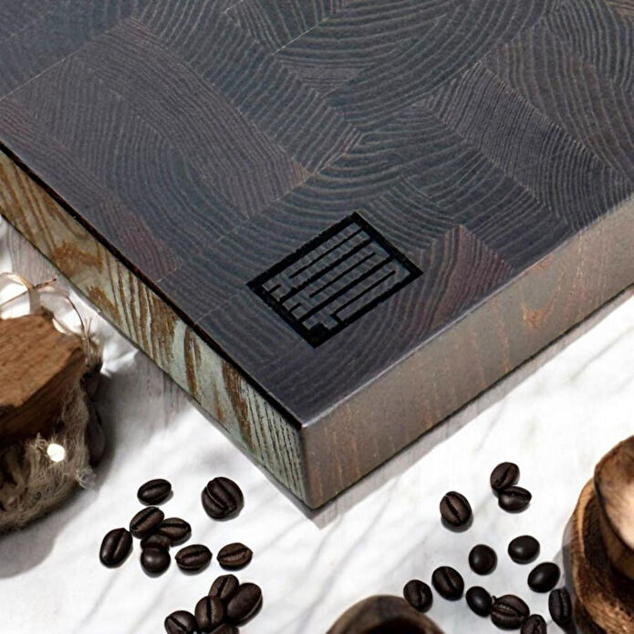 Kaf Ahşap Kesme Tahtası Dişbudak Siyah (End Grain) - L