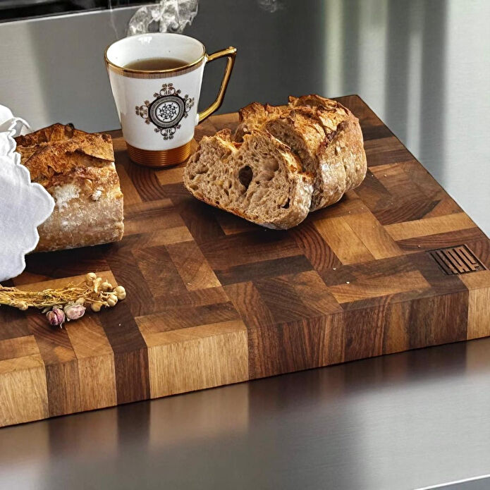 Kaf Ahşap Kesme Tahtası Ceviz (End Grain) - L