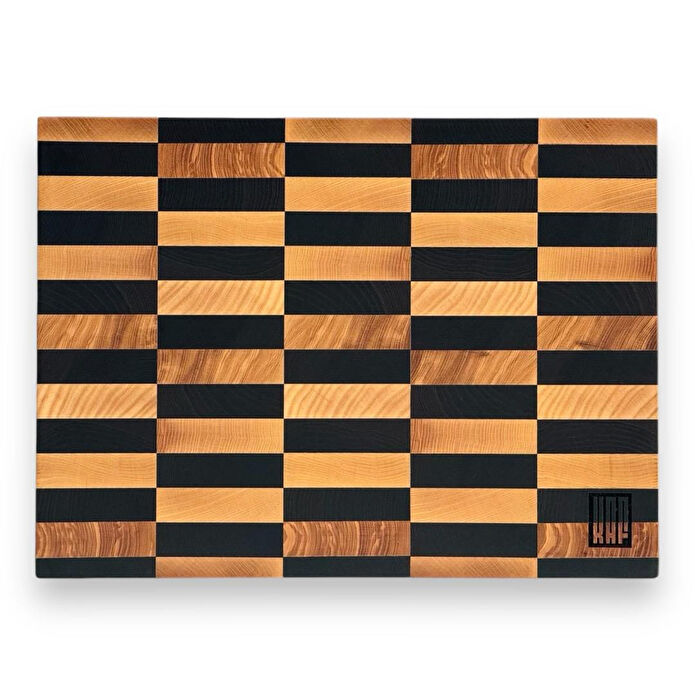 Kaf Ahşap Kesme Tahtası Dişbudak Siyah&beyaz (End Grain) - L