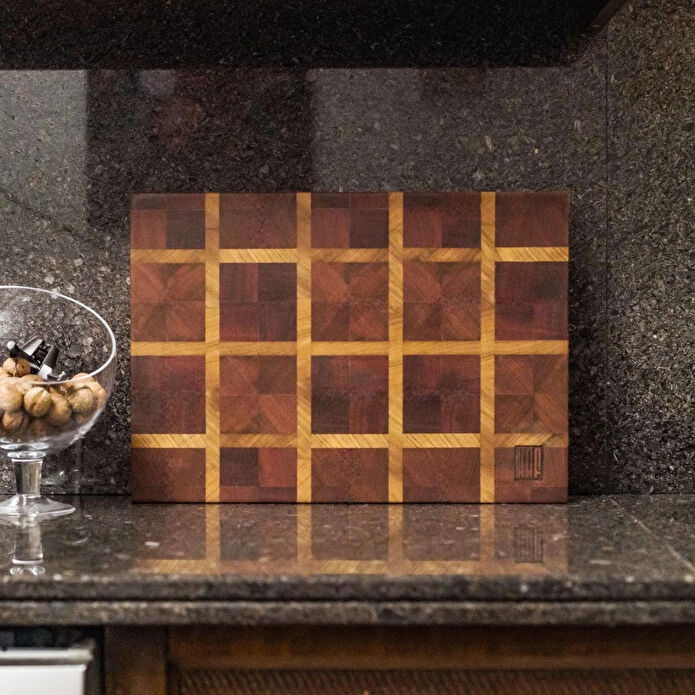 Kaf Ahşap Kesme Tahtası Sapelli (End Grain) - L