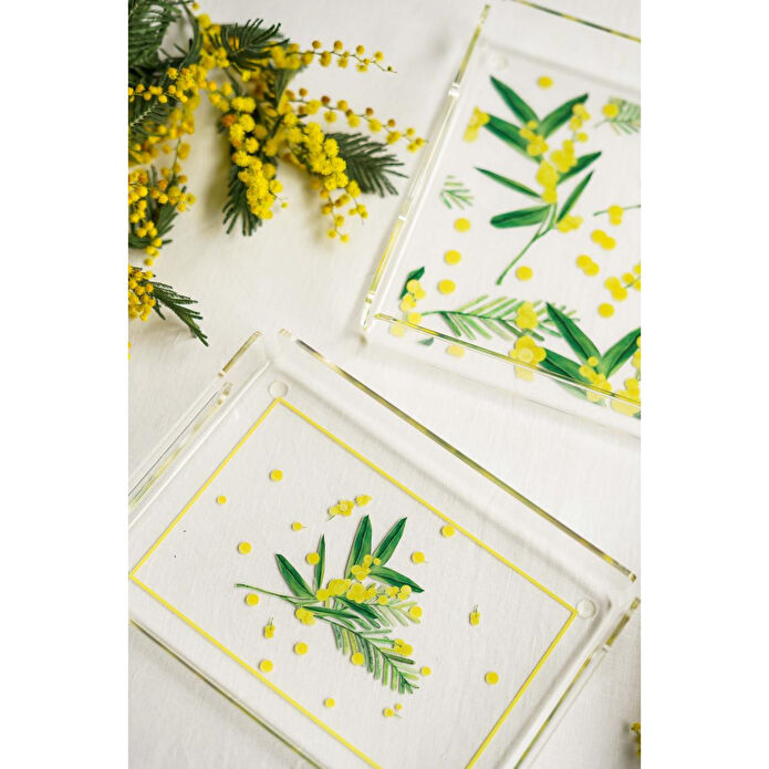 Fern&Co Fleur De Mimosa Collection Kare Büyük Boy Tepsi