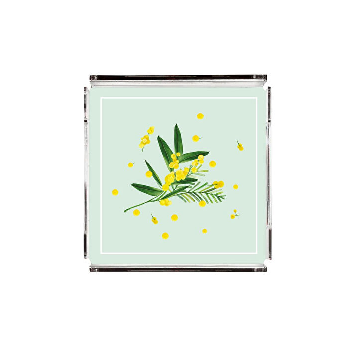 Fern&Co Fleur De Mimosa Collection Kare Büyük Boy Tepsi