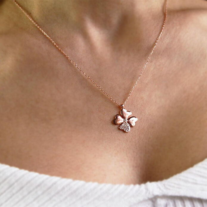 Coho Objet Coho Silver Four-leaf Clover El Yapımı Gümüş Yonca Kolye