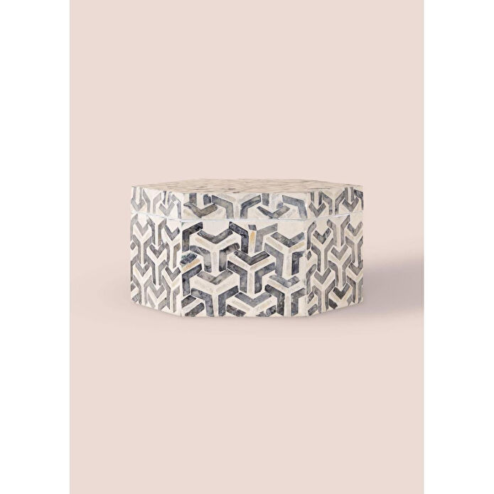 The Mia Sedef Altıgen Kutu 28x24x14 Cm Tlc0091