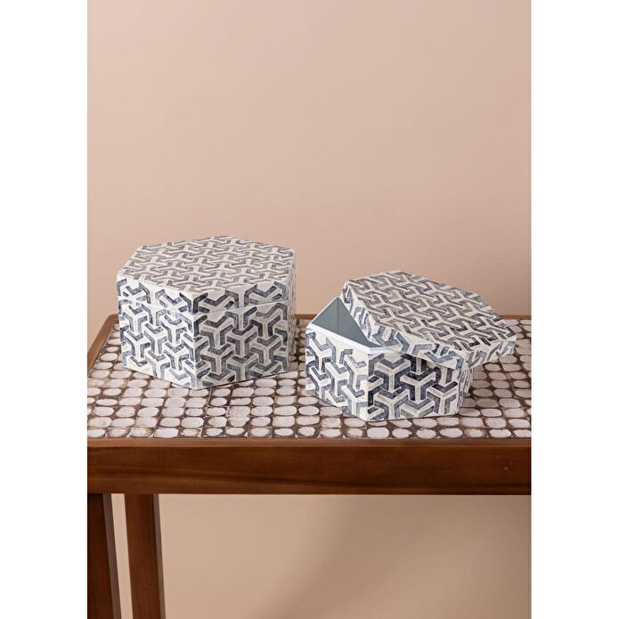 The Mia Sedef Altıgen Kutu 28x24x14 Cm Tlc0091