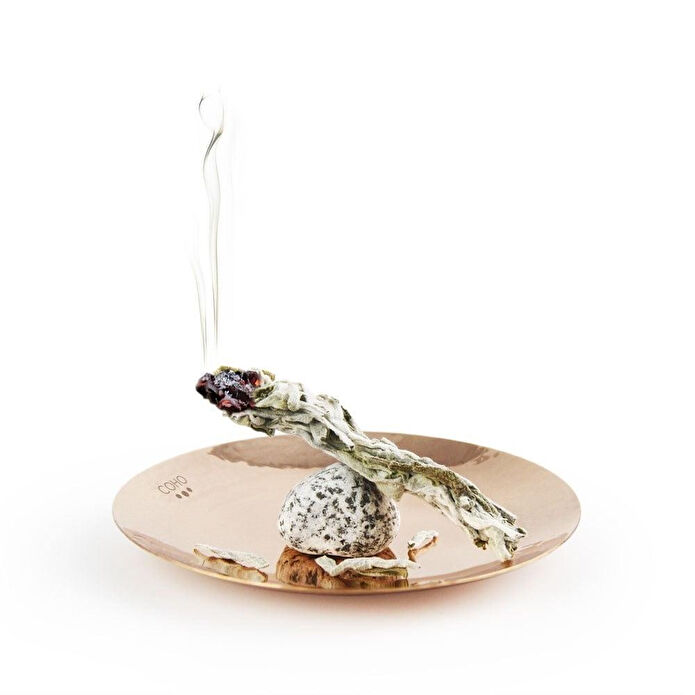 Coho Objet Coho Artisan Namaste Dövme Bakır Mini Tütsü Tabağı