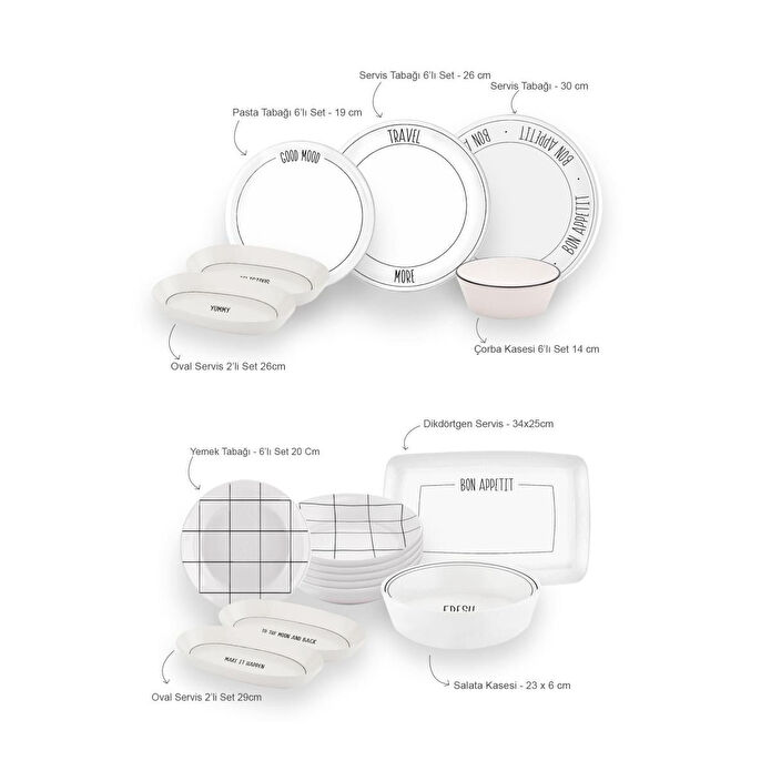The Mia Daily Tunes Yemek Takımı 6 Kişilik 31 Parça
