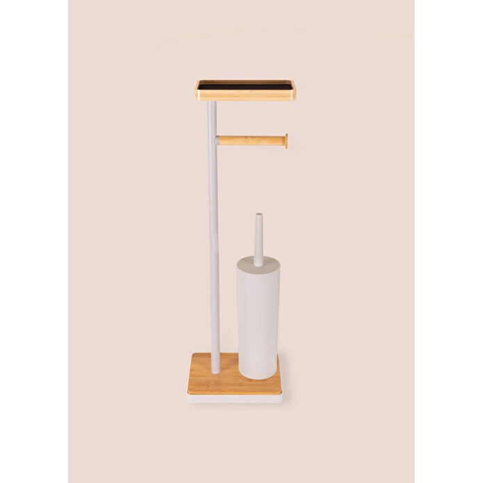 The Mia Tepsili Ve Fırçalı Tuvalet Kağıdı Standı Gri 761