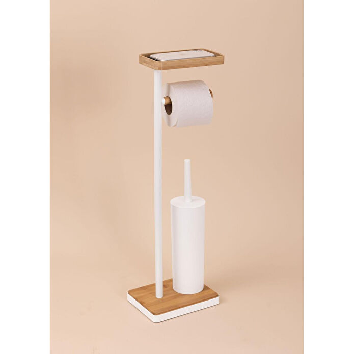 The Mia Tepsili Ve Fırçalı Tuvalet Kağıdı Standı Beyaz 760