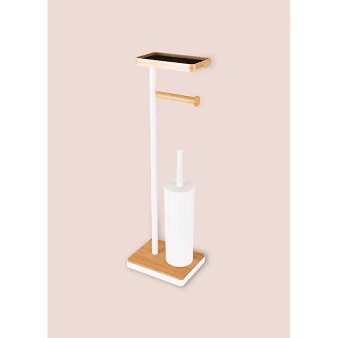 The Mia Tepsili Ve Fırçalı Tuvalet Kağıdı Standı Beyaz 760