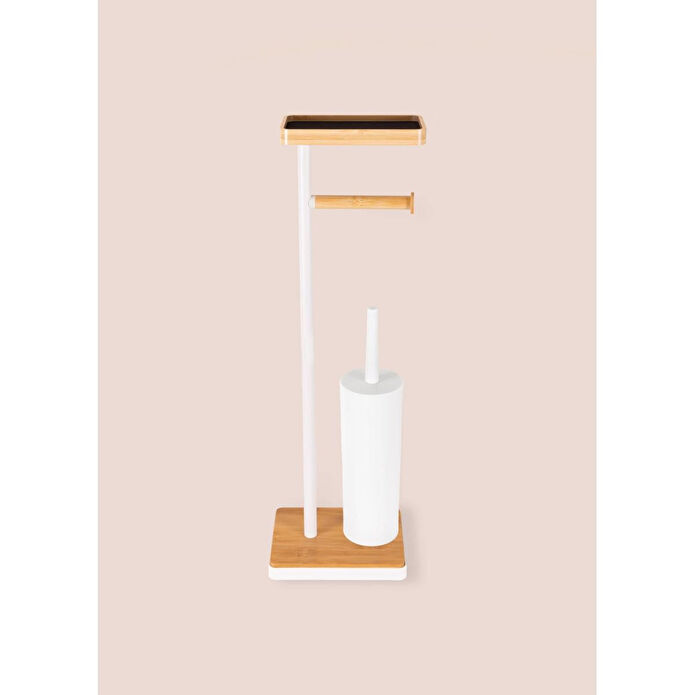 The Mia Tepsili Ve Fırçalı Tuvalet Kağıdı Standı Beyaz 760