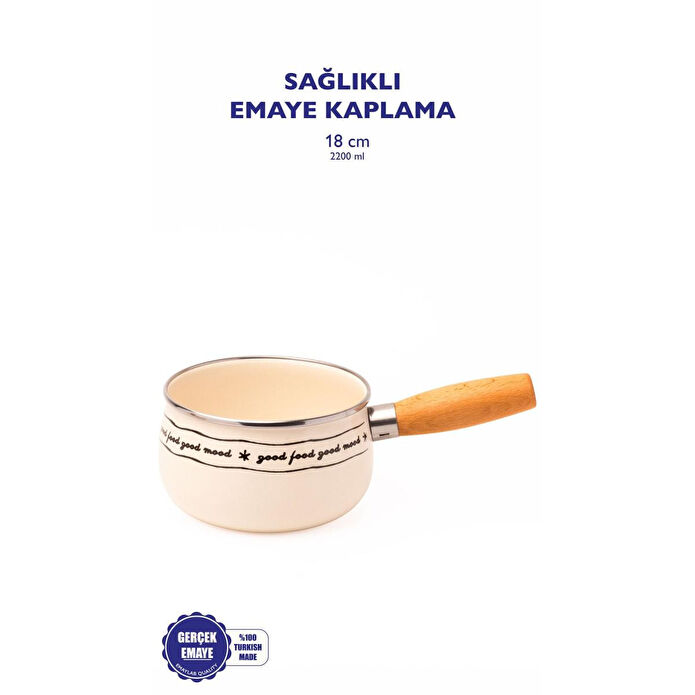 Emaylab Mood Ahşap Saplı Emaye Haşlama Tavası 18cm (2,2 Li̇tre)