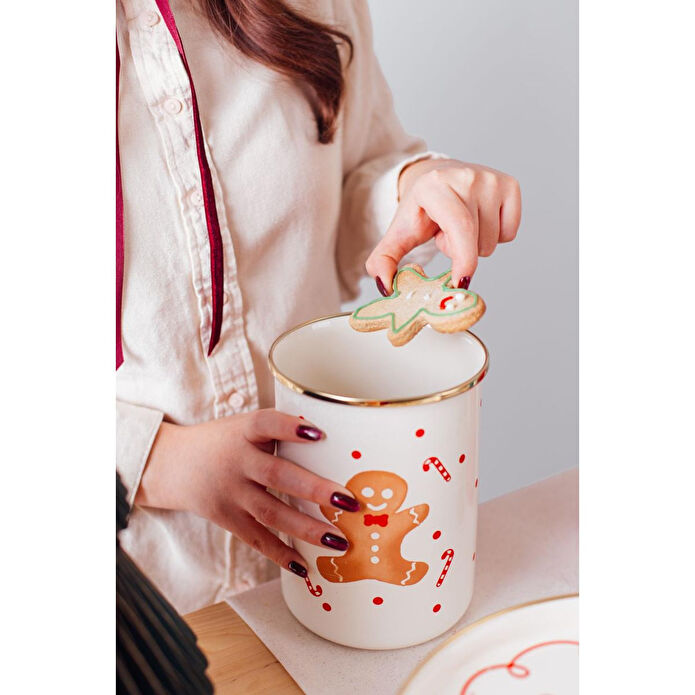 Emaylab Merry Yılbaşı Özel Emaye Dev Boy Kapsül Kavanozu , Çok Amaçlı Kavanoz