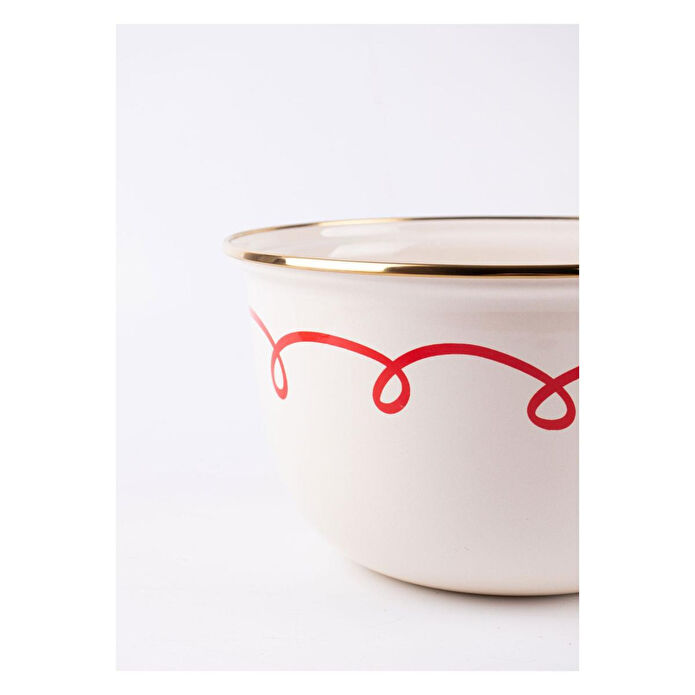 Emaylab Merry Yılbaşı Özel Emaye Karıştırma Kabı- 24cm 4 Litre