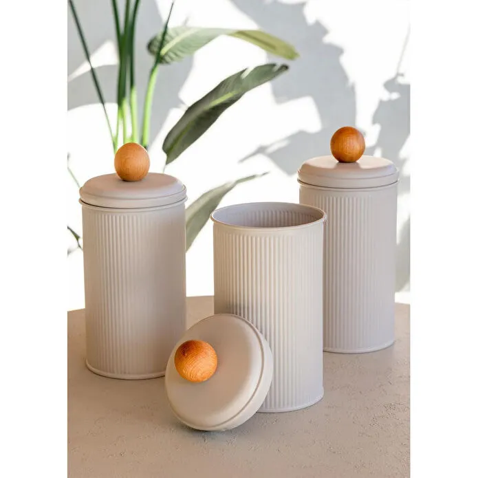 The Mia Stripe Çay Kahve Şeker Kavanozu Bej 1,20 Lt