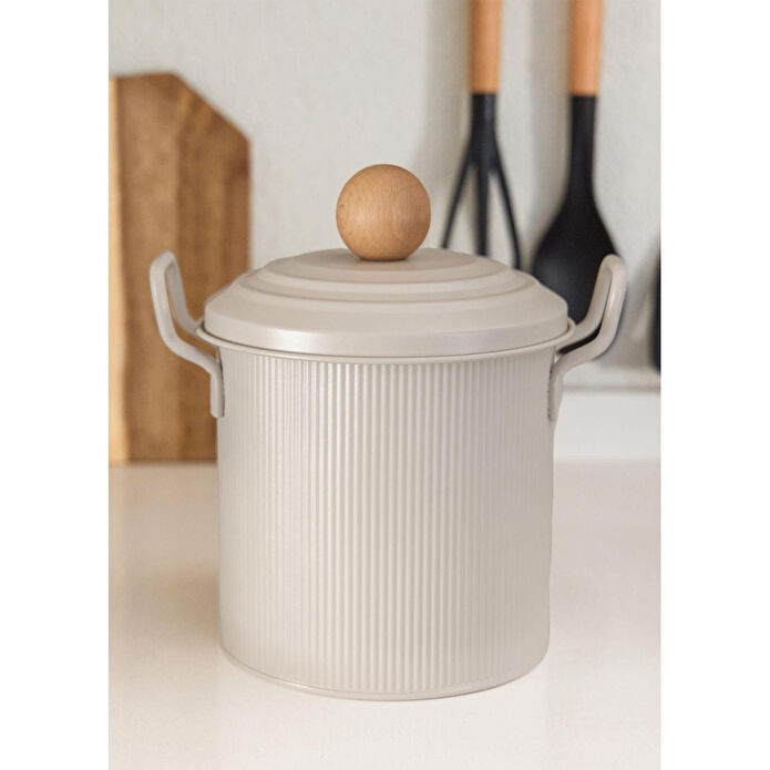 The Mia Stripe Bakliyat Ve Deterjan Saklama Kabı Bej