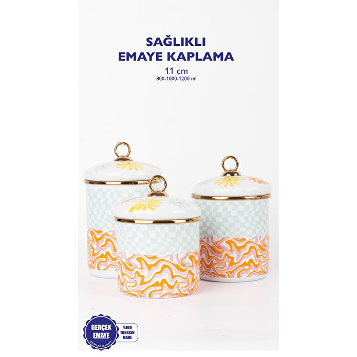 Emaylab Retro Hippi 3 Lü Emaye Baharatlık Takımı