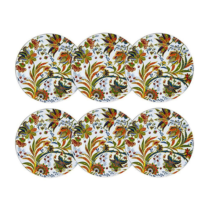 Lucky Art Yvette Paisley Desen 6 Lı Porselen Servis Tabağı Seti 27 Cm