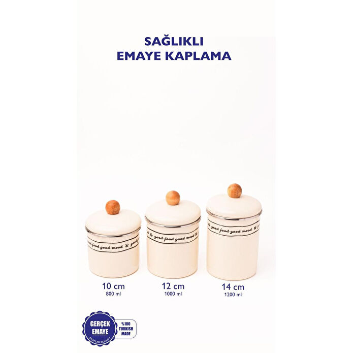 Emaylab Mood Ahşap Tepeli Emaye Kavanoz/baharatlık Seti