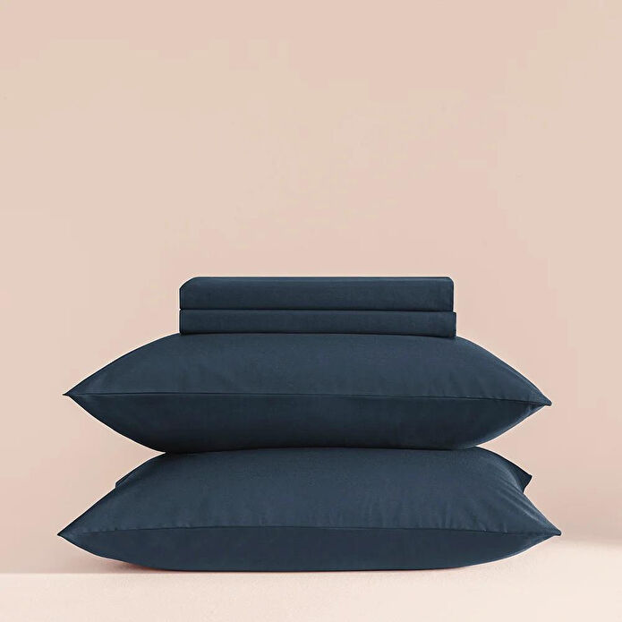Penelope %100 Pamuk Percale Lastikli Çarşaf 200x200 Cm Lacivert - Pure Serisi