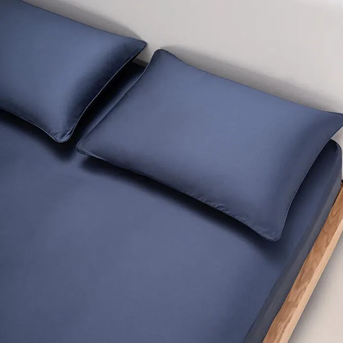 Penelope %100 Pamuk Saten Lastikli Çarşaf Seti 160x200 Cm Lacivert - Lia Serisi