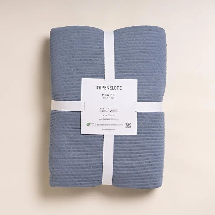 Penelope %100 Viskon Çift Kişilik Pike 220x240 Cm Denim - Mila Serisi