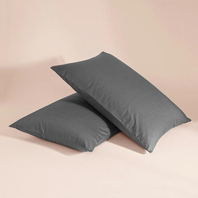 Penelope %100 Pamuk Percale 2'li Yastık Kılıfı Antrasit - Pure Serisi
