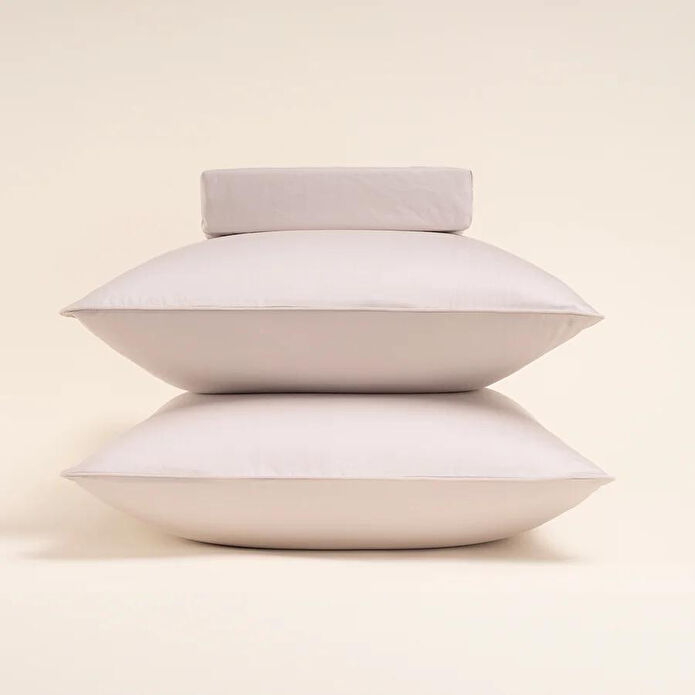 Penelope %100 Pamuk Saten Lastikli Çarşaf Seti 180x200 Cm Gri - Lia Serisi