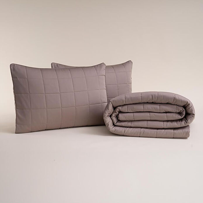 Penelope %100 Pamuk Saten Yatak Örtüsü 300x280 Cm Taş Rengi - Lia Serisi