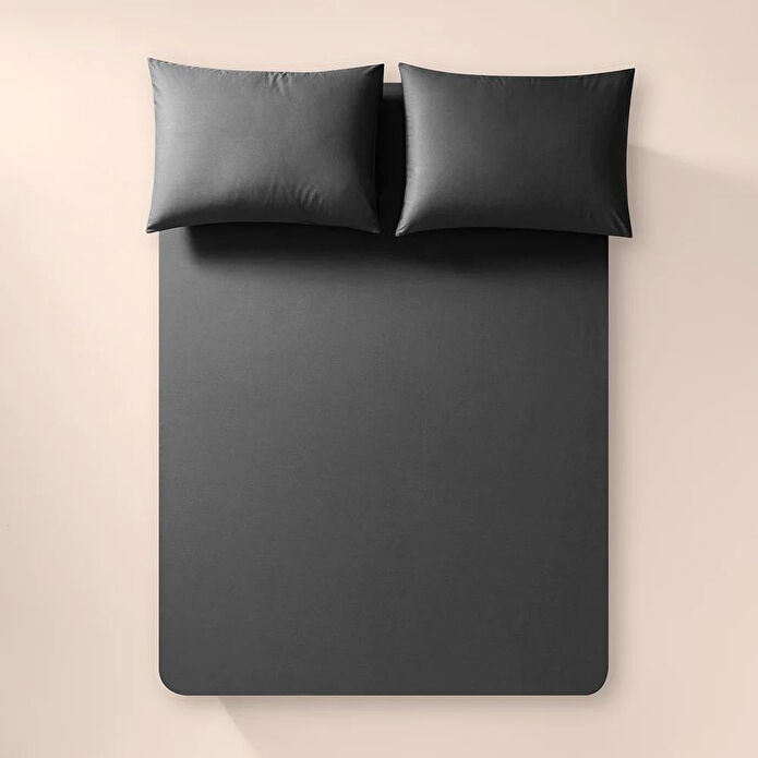 Penelope %100 Pamuk Percale Lastikli Çarşaf 120x200 Cm Antrasit - Pure Serisi