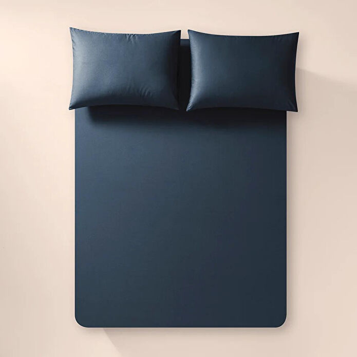 Penelope %100 Pamuk Percale Lastikli Çarşaf 100x200 Cm Lacivert - Pure Serisi