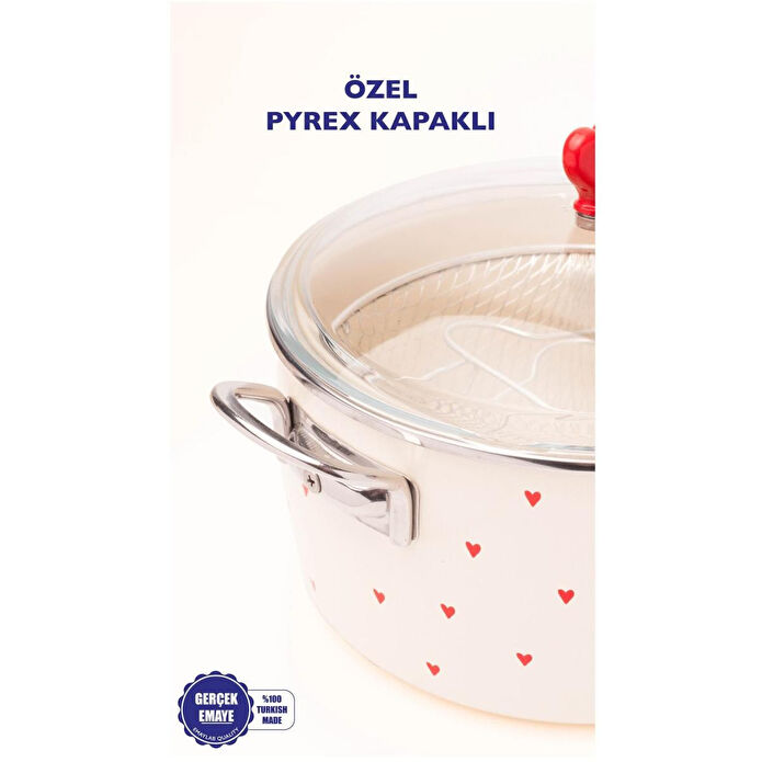 Emaylab Cupid Emaye Kızartma Tenceresi/ Fritöz (özel Pyrex Kapaklı)