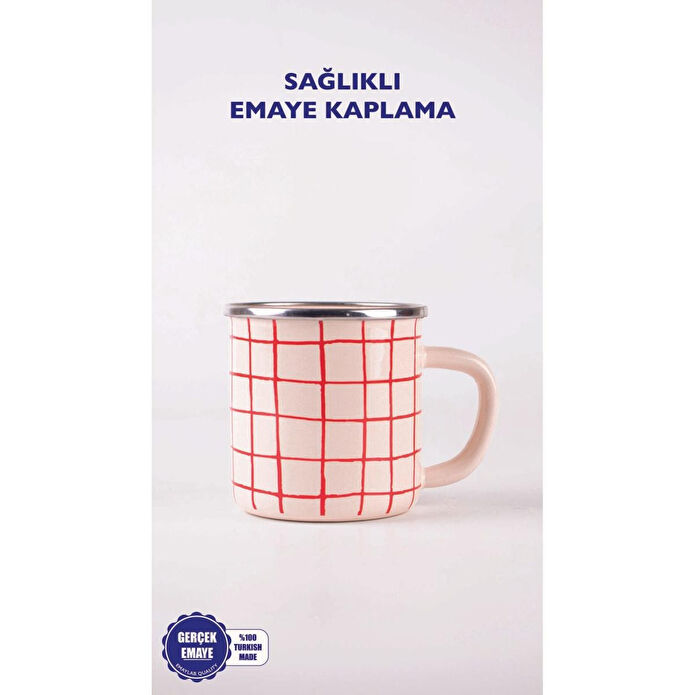 Emaylab Cupid Grid Desen Emaye Kupa