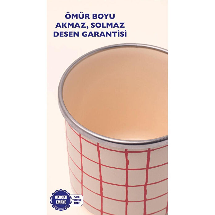 Emaylab Cupid Grid Desen Emaye Kupa