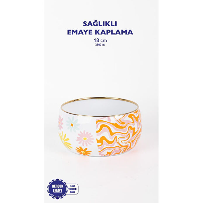 Emaylab Retro Hippi Dekoratif Emaye Salata Ve Sunum Kasesi